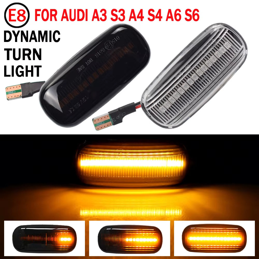2Pcs LED Flashing Turn Signal Side Marker Lamp Car Tuning Light for Audi A3 S3 8P A4 B6 B8 B7 S4 RS4 4F A6 C6 S6 C5 C7