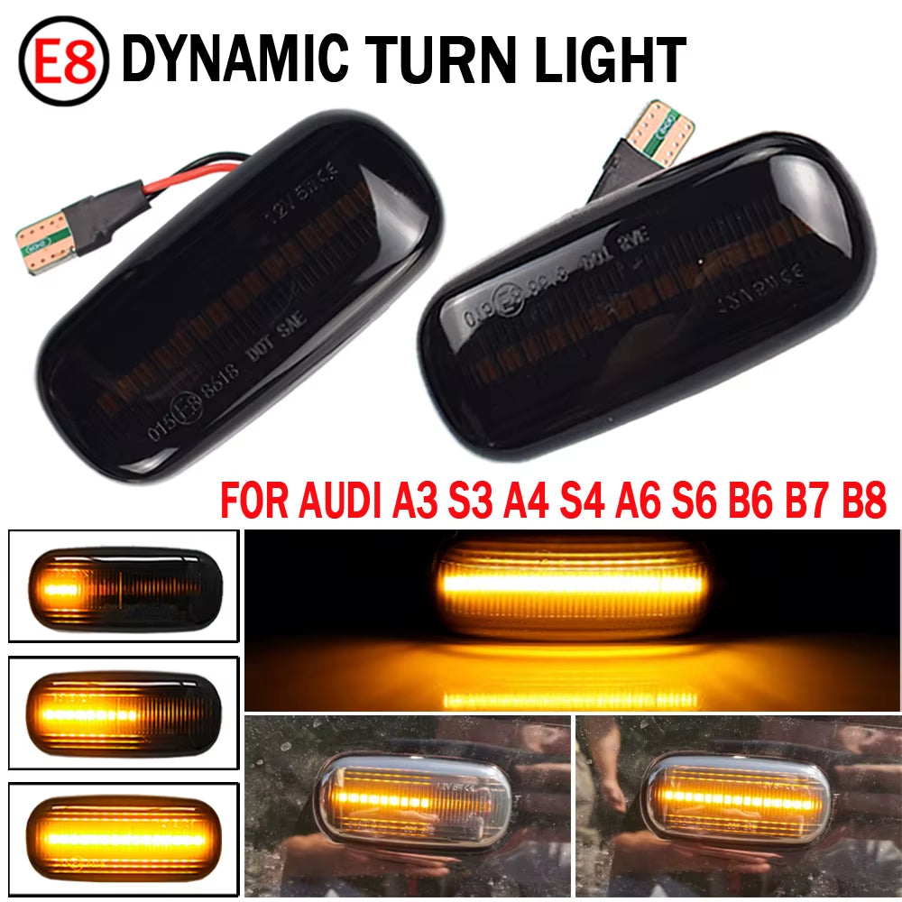 2Pcs LED Flashing Turn Signal Side Marker Lamp Car Tuning Light for Audi A3 S3 8P A4 B6 B8 B7 S4 RS4 4F A6 C6 S6 C5 C7