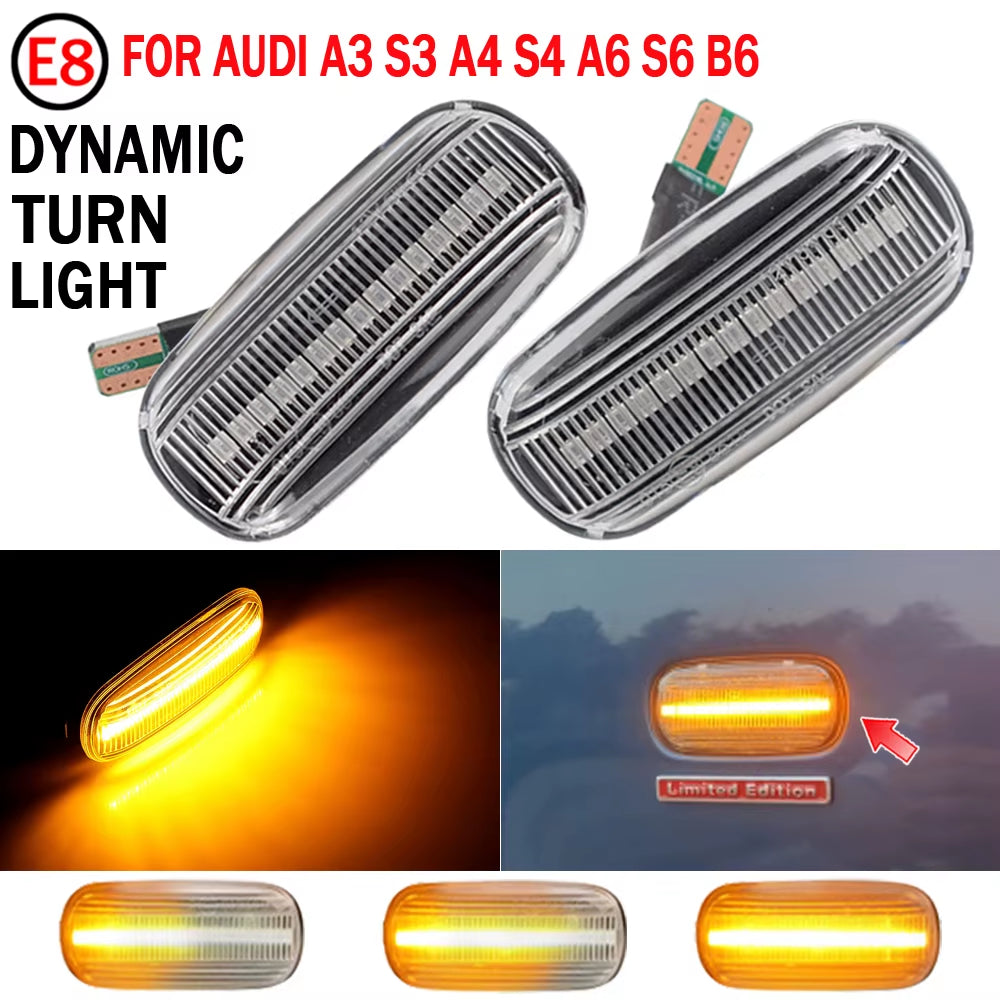 2Pcs LED Flashing Turn Signal Side Marker Lamp Car Tuning Light for Audi A3 S3 8P A4 B6 B8 B7 S4 RS4 4F A6 C6 S6 C5 C7