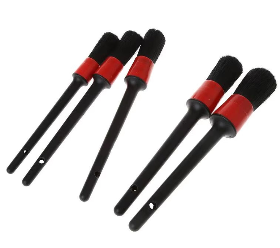5 Pcs Natural Boar Hair Detailing Brushes Accessories Car Detailing
