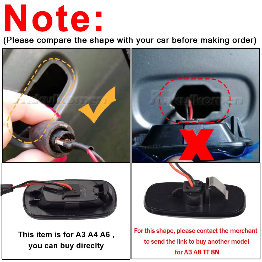 2Pcs LED Flashing Turn Signal Side Marker Lamp Car Tuning Light for Audi A3 S3 8P A4 B6 B8 B7 S4 RS4 4F A6 C6 S6 C5 C7